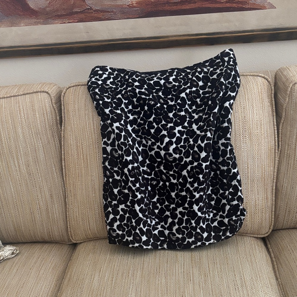 J. Crew Black and White Patterned Midi Skirt